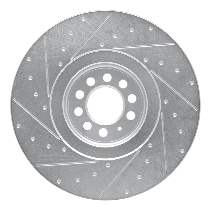 Audi TT Brake Rotor (1) - Right Front - R1 Concepts - Drilled & Slotted - Silver - `04-`06